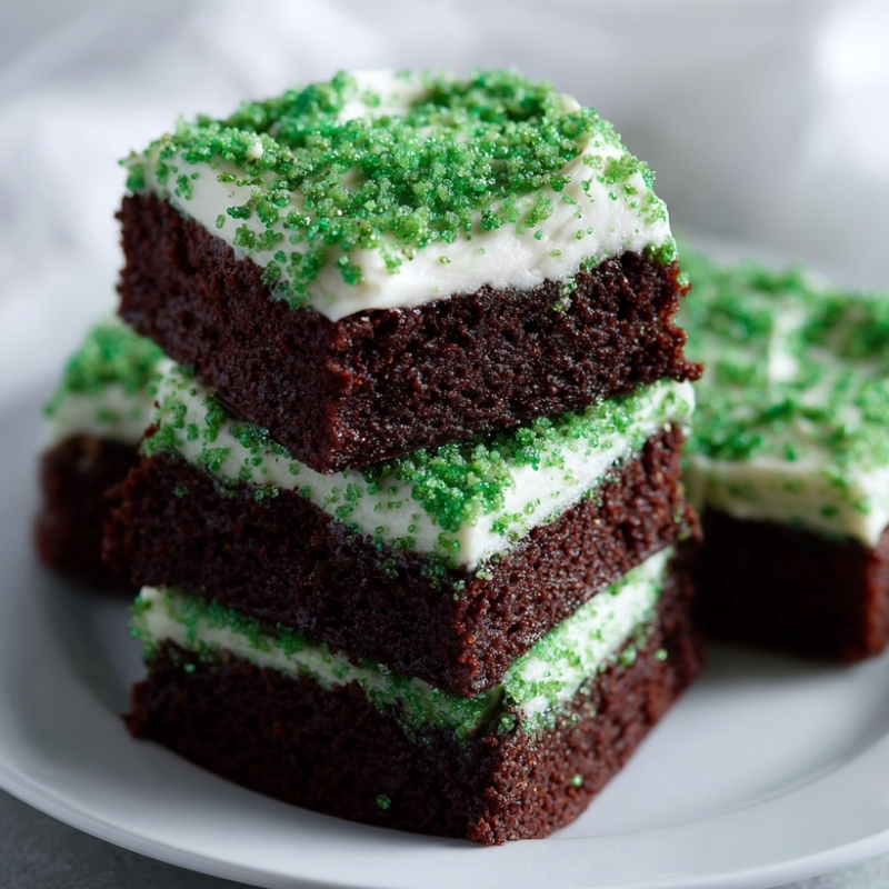 Lush Green Velvet Brownies with Cream Cheese Frosting