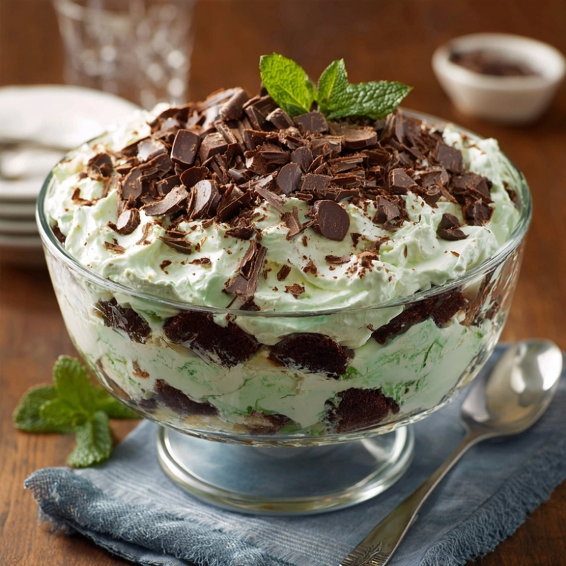 Minty Chocolate Brownie Trifle