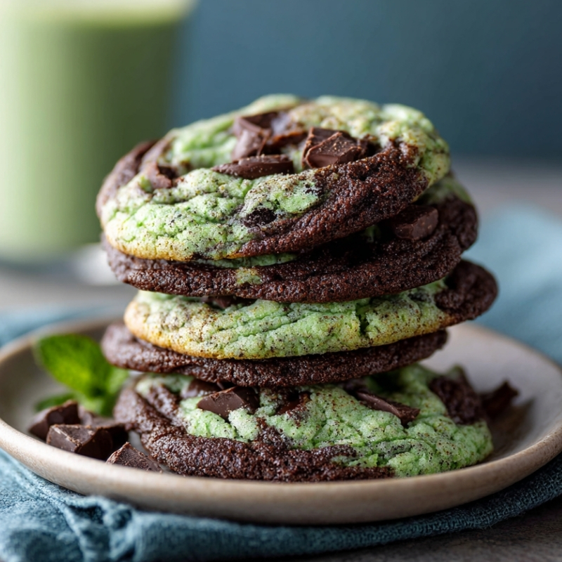 Chewy Mint Chocolate Chip Cookies