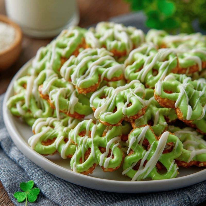 Crispy Green Shamrock Pretzels - PP626 Thumb Crispy Green Shamrock Pretzels